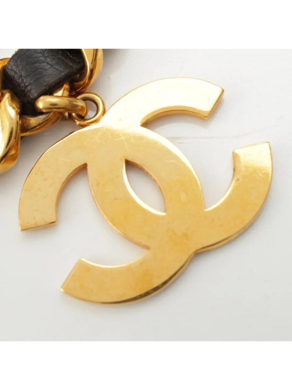 Chanel Vintage Jumbo CC Logo Chain Belt Black